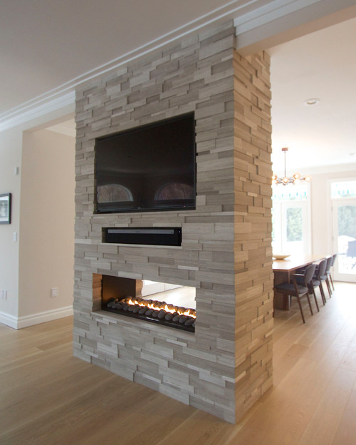 double glass fireplace