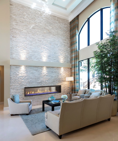 modern linear gas fireplace