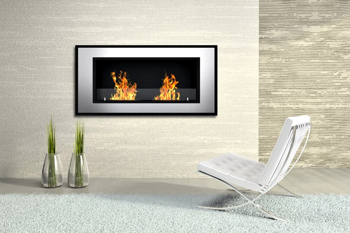 wall mounted recessed fireplace