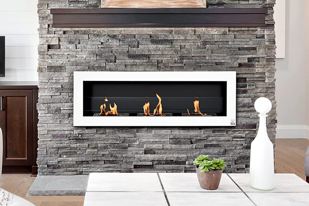 white ethanol fireplace