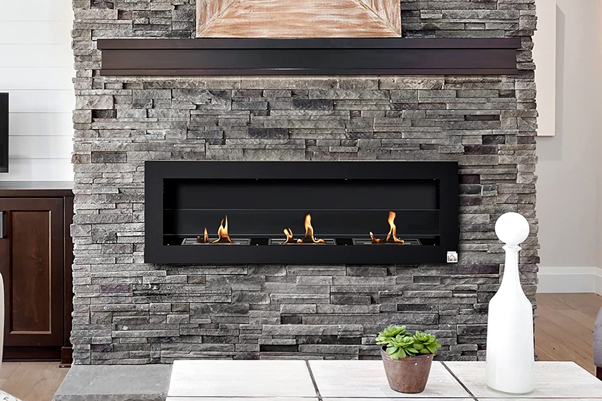 brick fireplace